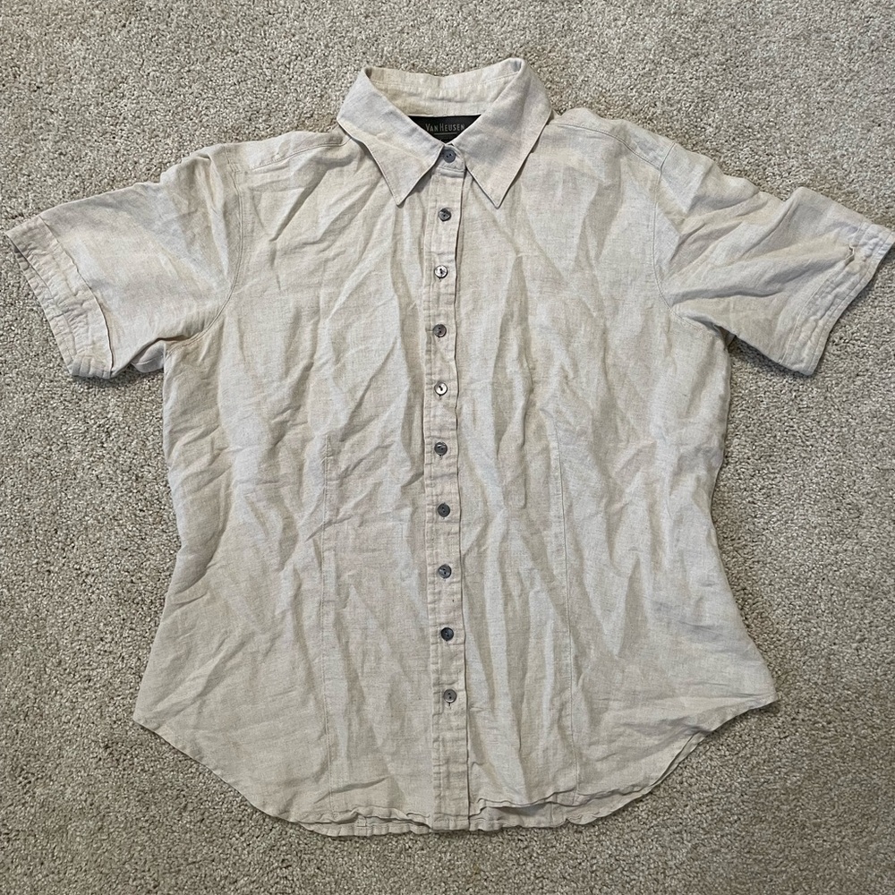 Cream Linen Cotton Button-Up